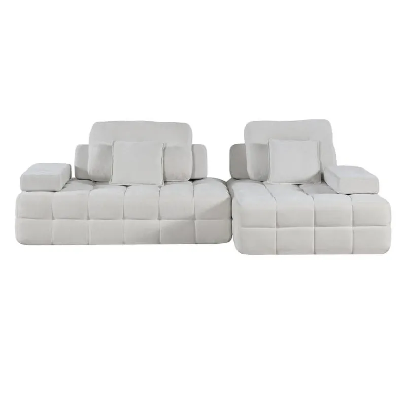 Rolled and Compressed Sectional-in-a-Box with Right-Facing Chaise
