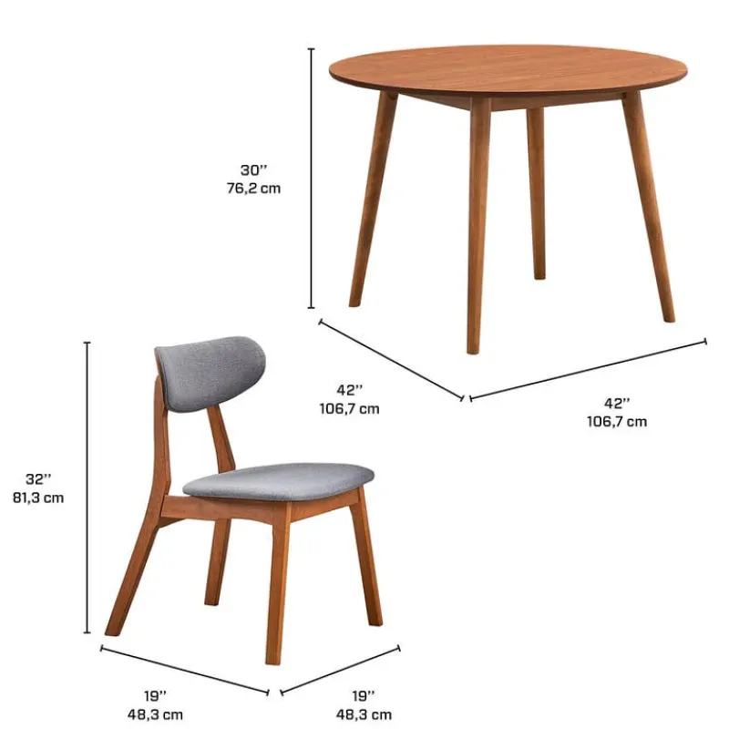 Round Dining Table with 4 Chairs - Grey