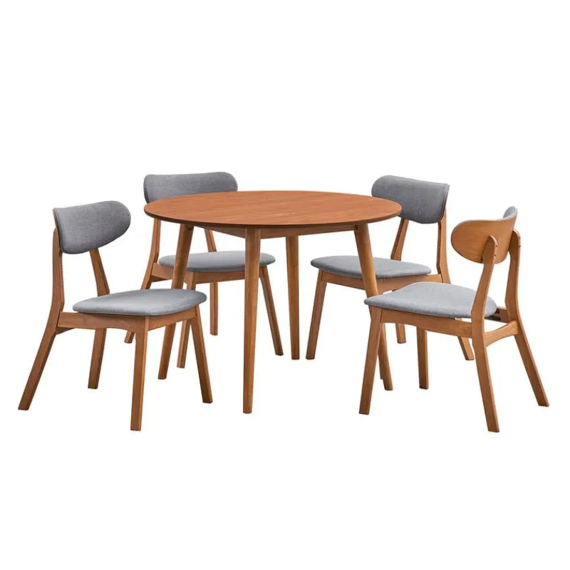 Round Dining Table with 4 Chairs - Grey