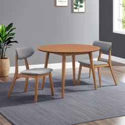 Round Dining Table with 2 Chairs - Grey