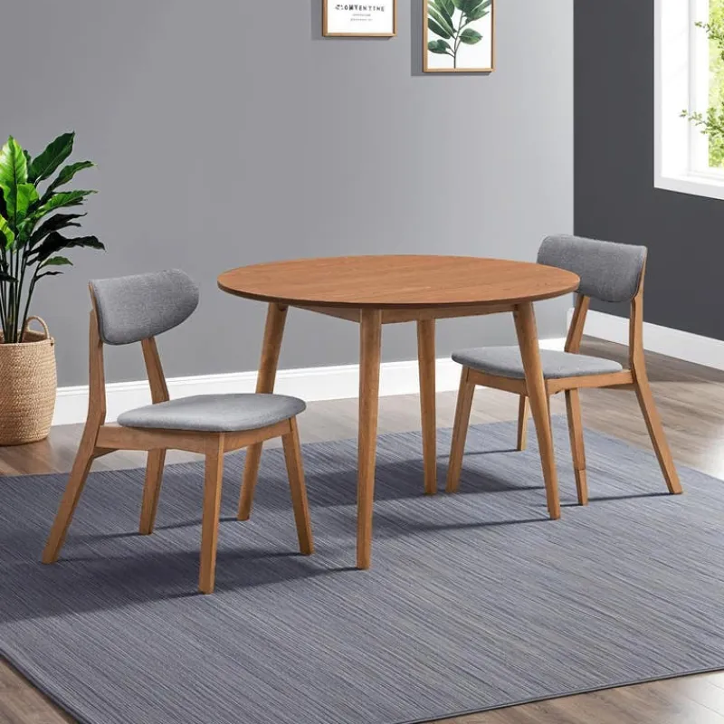 Round Dining Table with 2 Chairs - Grey