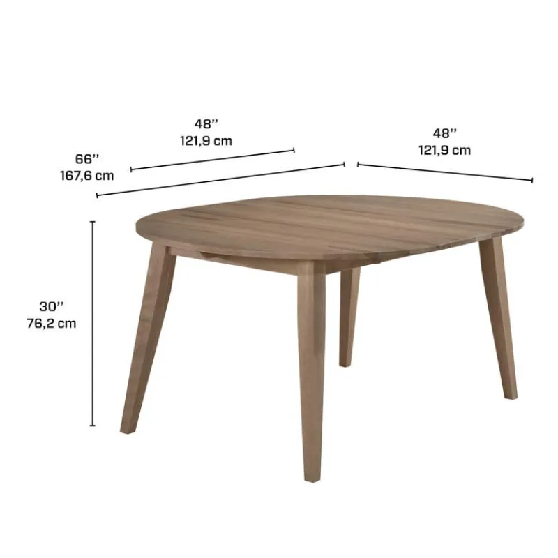 Arboit Poitras Round Extendable Solid Wood Dining Table 48" to 66" -