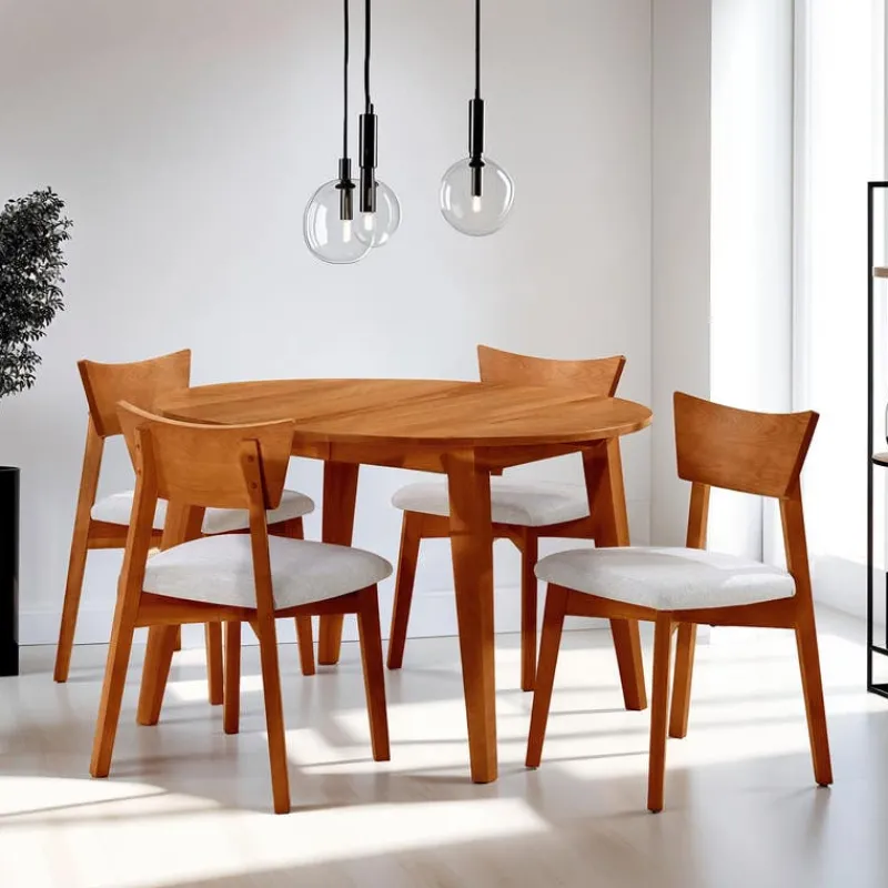 Arboit Poitras Round Extendable Solid Wood Dining Table 48" to 66" -
