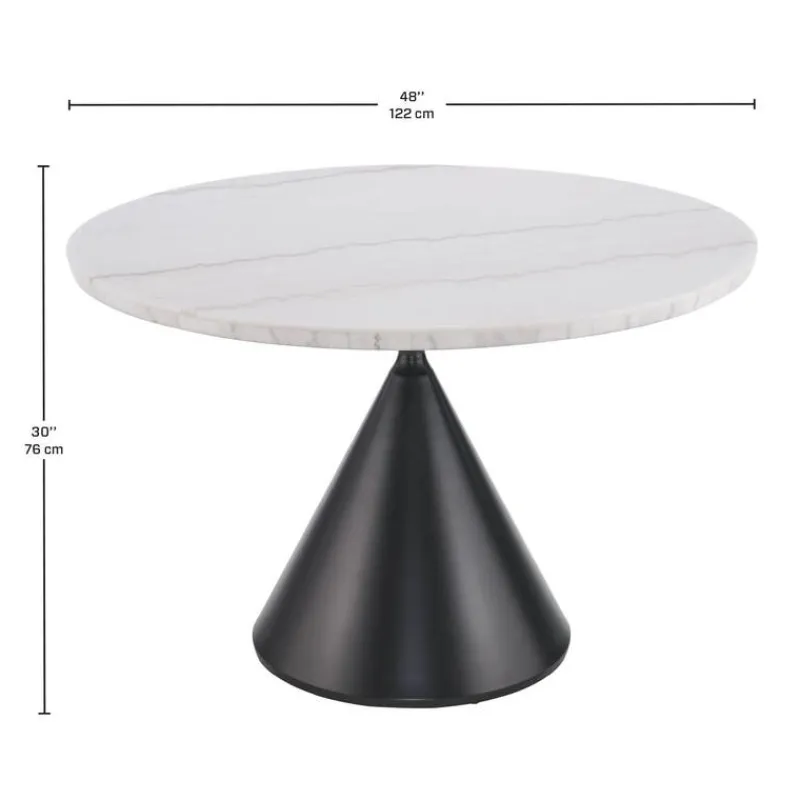 Round Marble Dining Table with 4 Upholstered Chairs - 48"