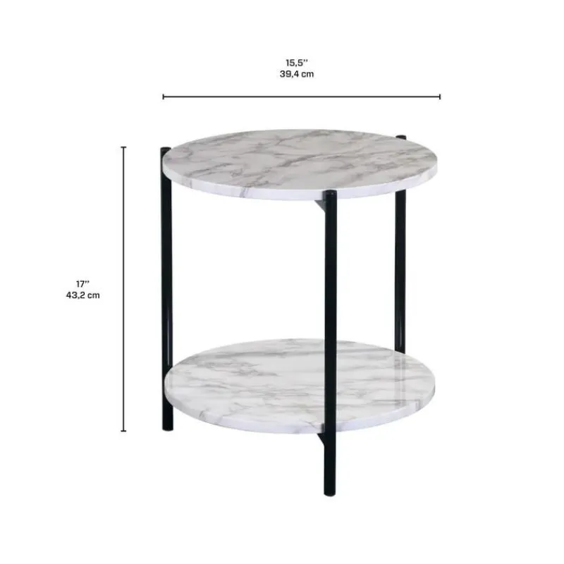 Round Marble-Like Accent Table