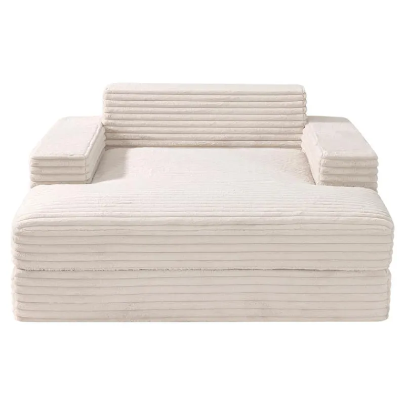 Sealy Corduroy Velvet Chaise - Cream