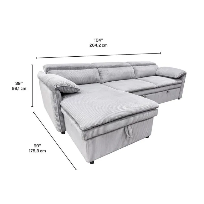 Sectional Bed and a Left-Side Chaise with Storage -