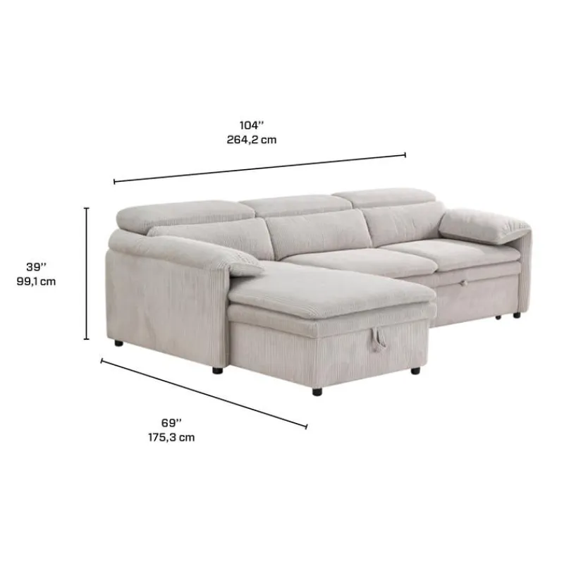 Sectional Bed and a Left-Side Chaise with Storage -
