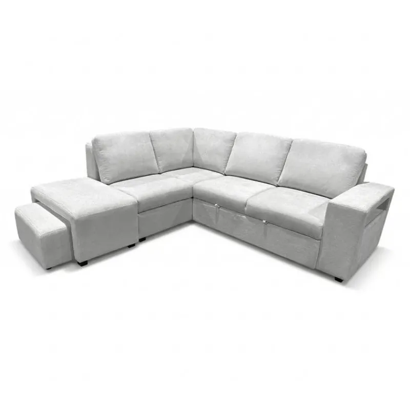 Sectional Bed with Left-Facing Chaise, Storage Compartments and an Extendable Ottoman