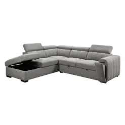 Sectional Bed with Left-Side Chaise, Adjustable Headrests, and Storage