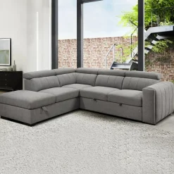 Sectional Bed with Left-Side Chaise, Adjustable Headrests, and Storage