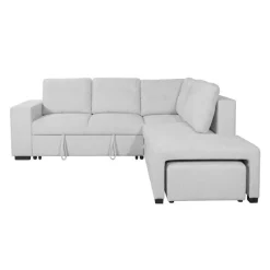 Sectional Bed with Right-Facing Chaise, Storage Compartments and an Extendable Ottoman