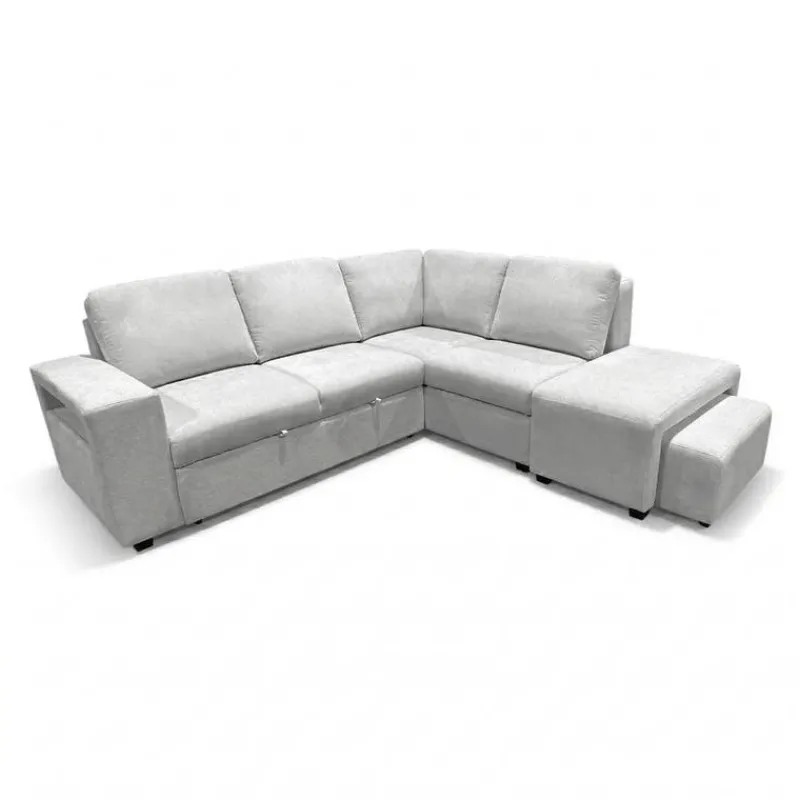 Sectional Bed with Right-Facing Chaise, Storage Compartments and an Extendable Ottoman