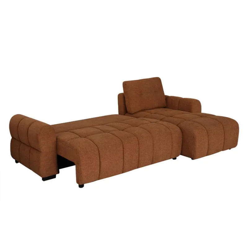Sectional Bed with Right-Facing Chaise and Storage - Terracotta