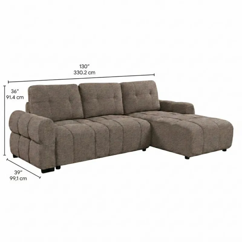 Sectional Bed with Right-Facing Chaise and Storage -