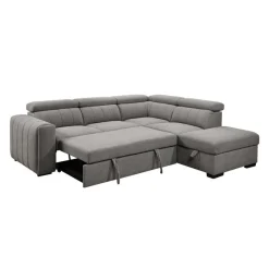 Sectional Bed with Right-Side Chaise, Adjustable Headrests, and Storage