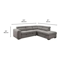 Sectional Bed with Right-Side Chaise, Adjustable Headrests, and Storage
