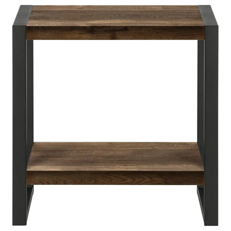 Monarch Side table - 2 tiers / 1 shelf / rectangular - 24"h - reclaimed wood-lo -