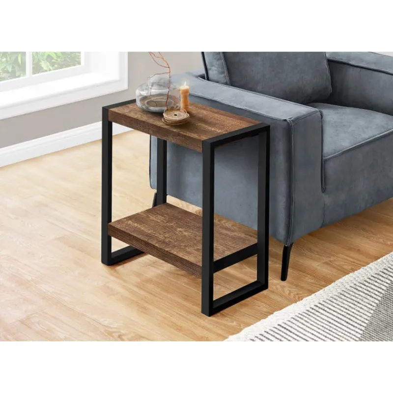 Monarch Side table - 2 tiers / 1 shelf / rectangular - 24"h - reclaimed wood-lo -