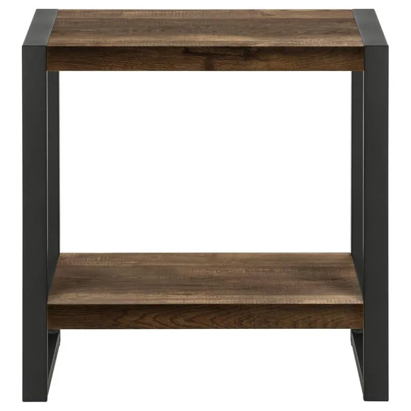 Monarch Side table - 2 tiers / 1 shelf / rectangular - 24"h - reclaimed wood-lo -