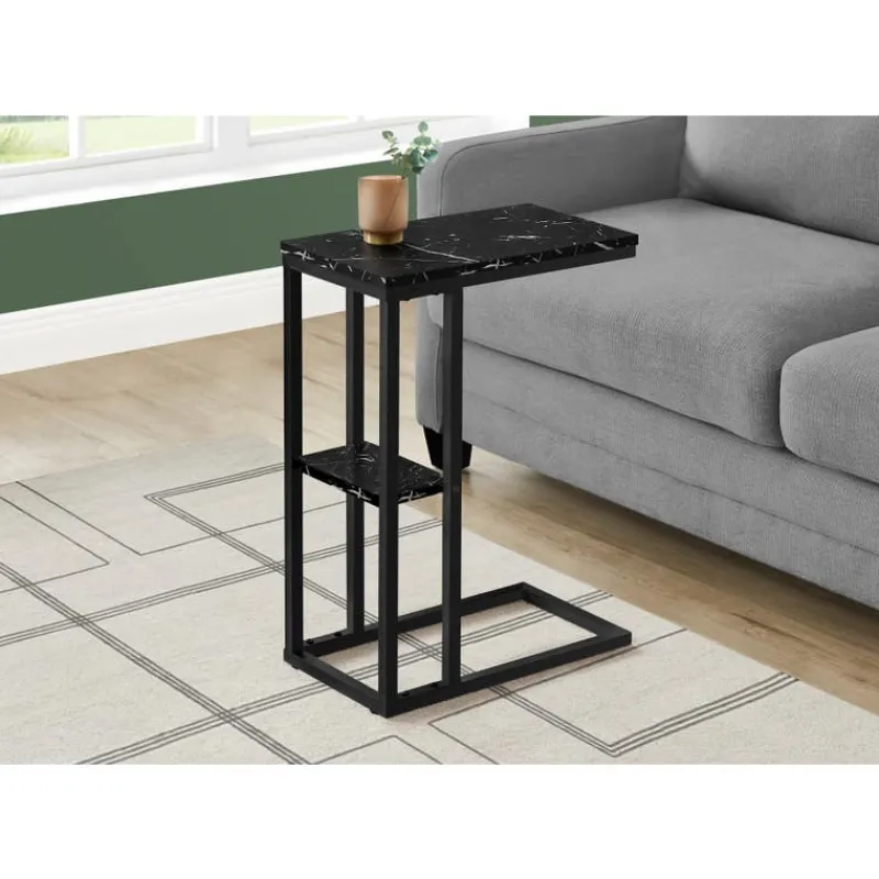 Monarch Side table / c table - 1 storage shelf / rectangular - 25"h - marble-lo -