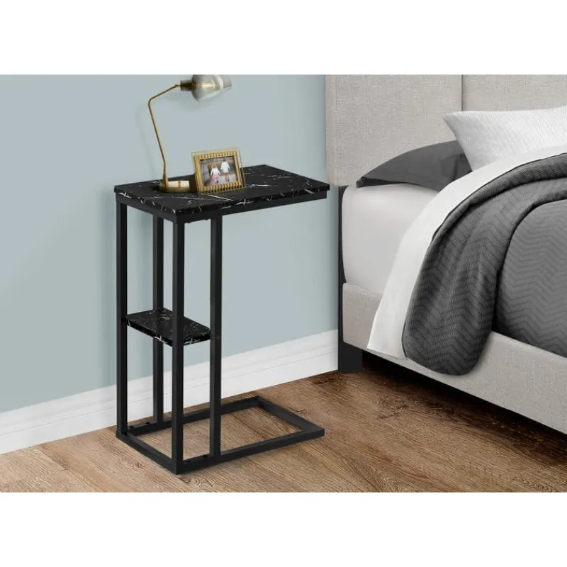 Monarch Side table / c table - 1 storage shelf / rectangular - 25"h - marble-lo -