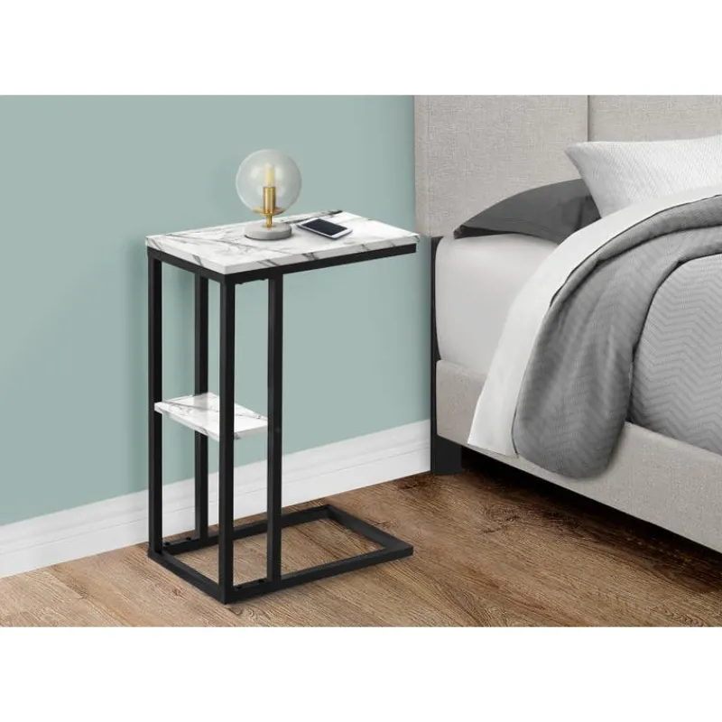 Monarch Side table / c table - 1 storage shelf / rectangular - 25"h - marble-lo -