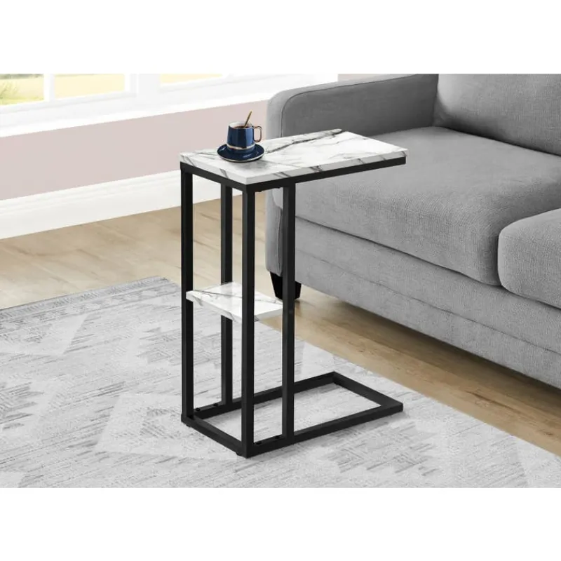 Monarch Side table / c table - 1 storage shelf / rectangular - 25"h - marble-lo -