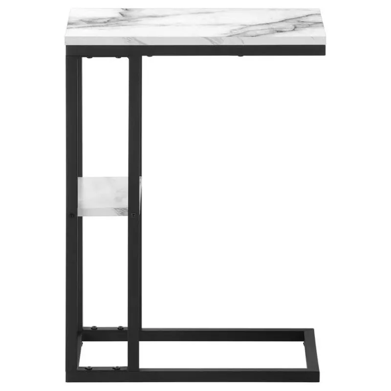 Monarch Side table / c table - 1 storage shelf / rectangular - 25"h - marble-lo -