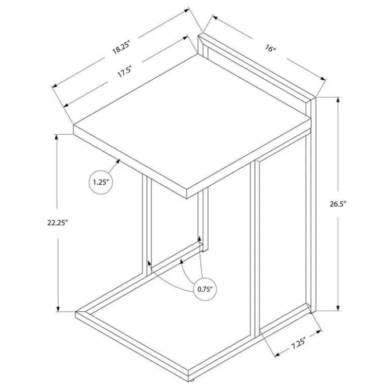 Monarch Side table / c table - thick-panel top / wide / rectangular - 25"h - re -