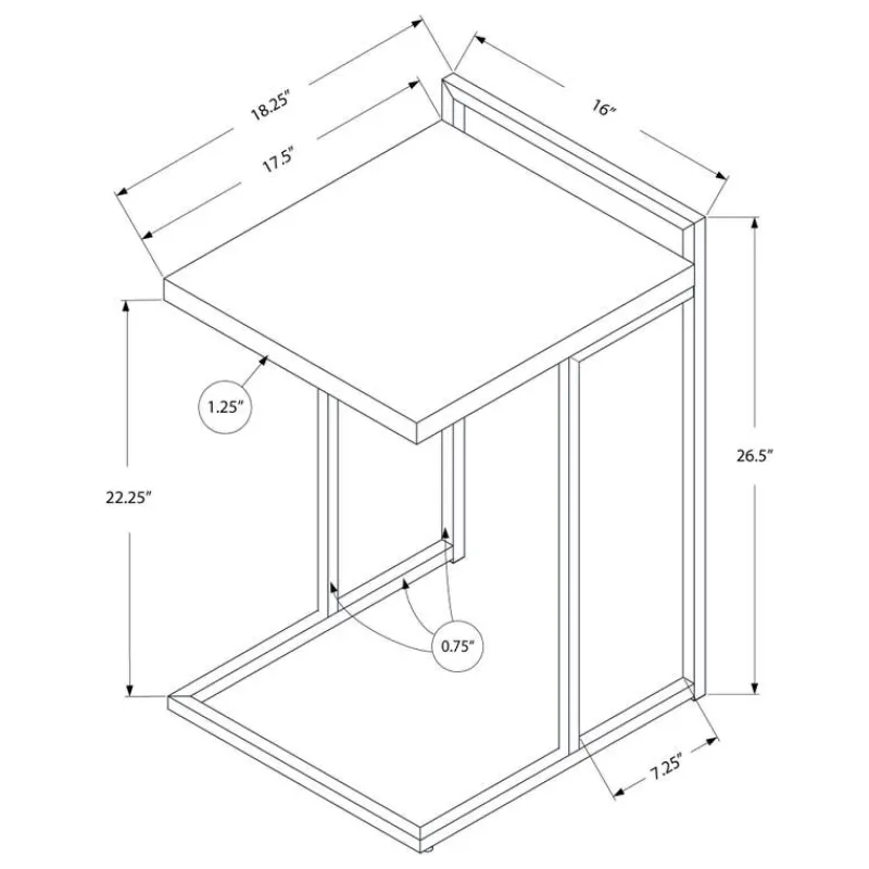 Monarch Side table / c table - thick-panel top / wide / rectangular - 25"h - rec -