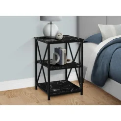 Monarch Side table / nightstand - 3 tiers / 2 shelves / square - 26"h - marble- -