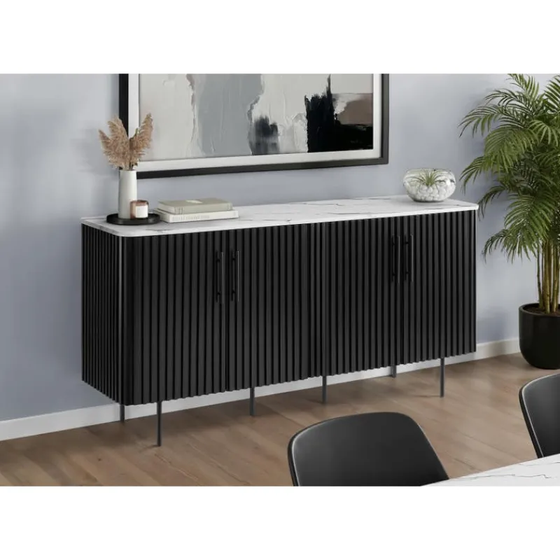 Monarch Sideboard Buffet Cabinet with Faux Marble Top