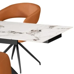 Sintered Stone Table and 4 Kitchen Armchairs - Pumpkin Orange