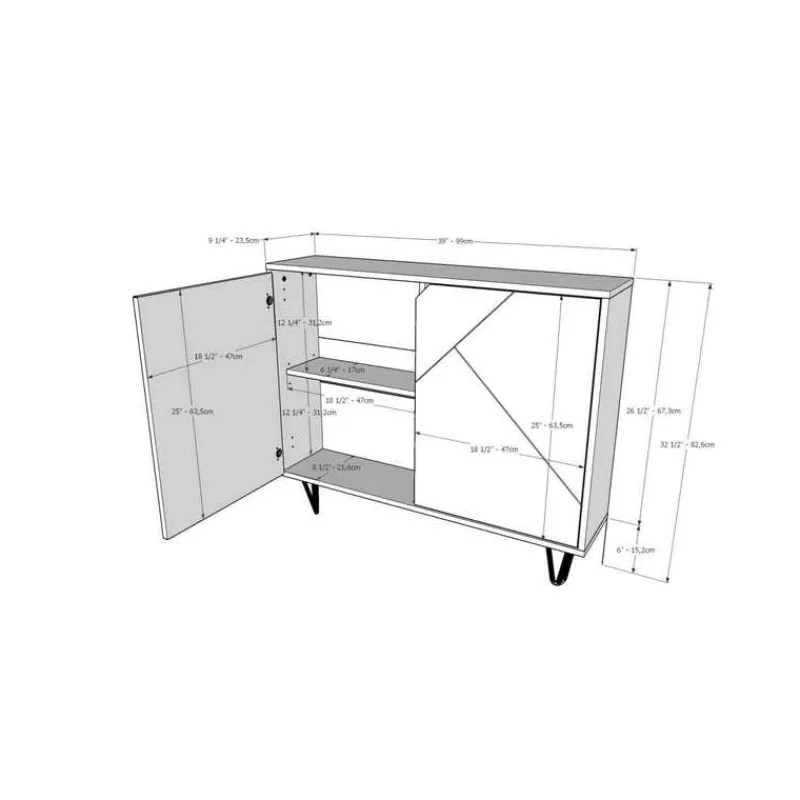 Nexera Slim 2-Door Storage Cabinet, -