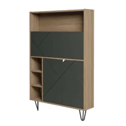 Nexera Slim Secretary Desk, Nutmeg And Charcoal Grey -