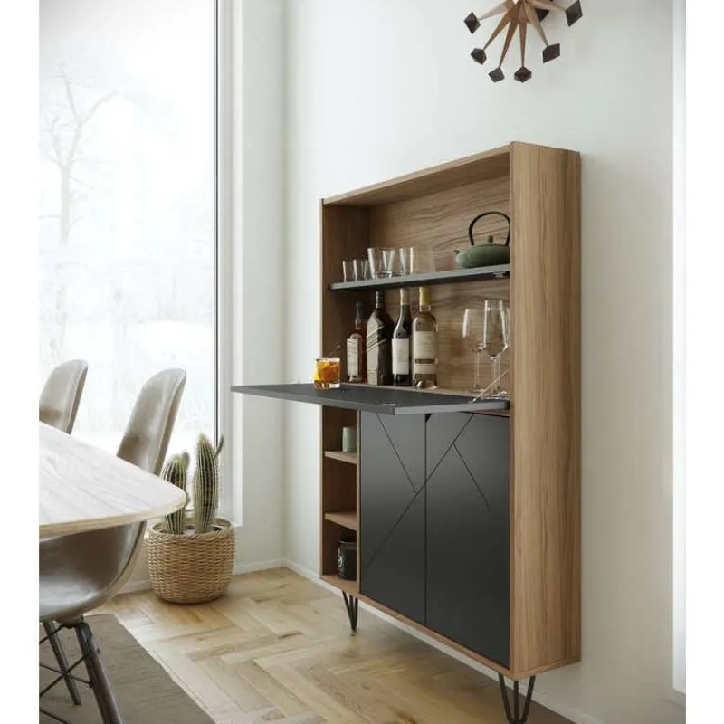 Nexera Slim Secretary Desk, Nutmeg And Charcoal Grey -