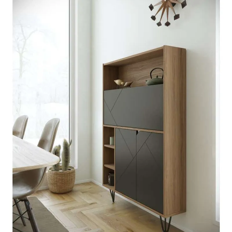 Nexera Slim Secretary Desk, Nutmeg And Charcoal Grey -