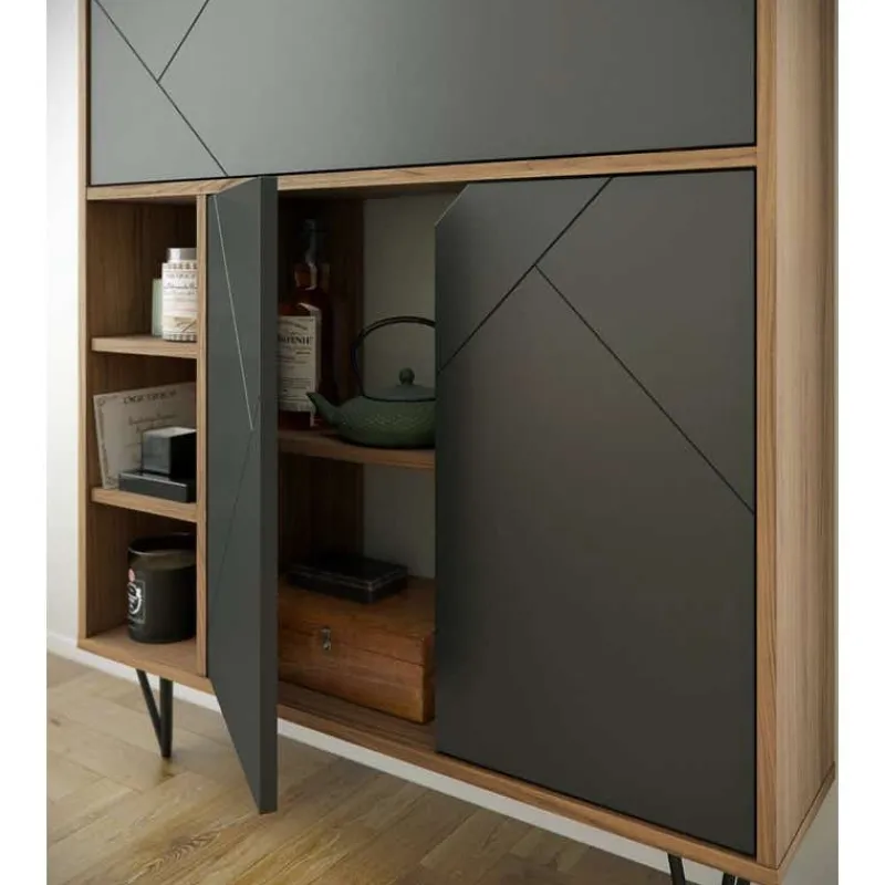 Nexera Slim Secretary Desk, Nutmeg And Charcoal Grey -