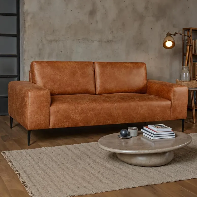 Sofa with Deep Seats and Square Armrests