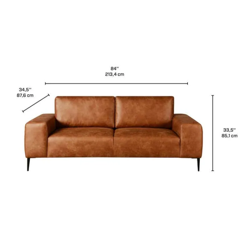 Sofa with Deep Seats and Square Armrests