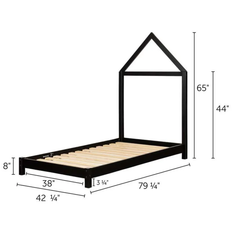 Meubles South Shore Solid Wood Bed With House Frame Headboard 39'' - South Shore