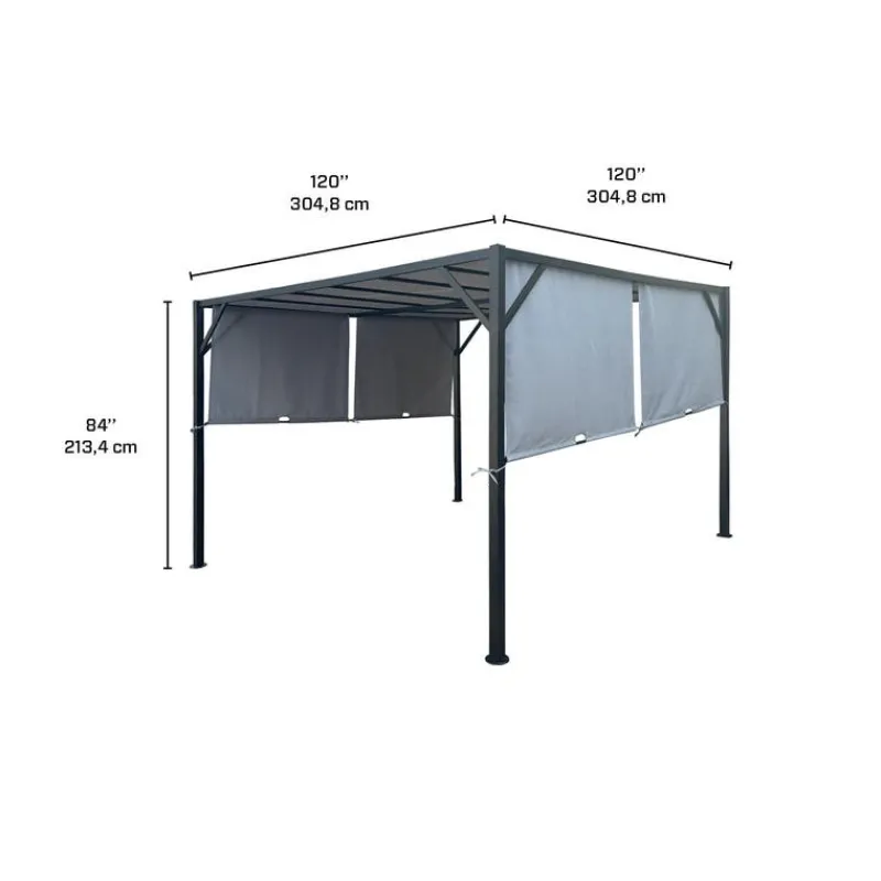 Steel Pergola 10' x 10' - Grey