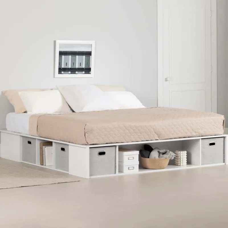 Meubles South Shore Storage Platform Bed With Baskets (78") - South Shore