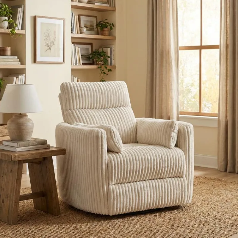 MINHAS Swivel Corduroy Velvet Rocker Recliner -