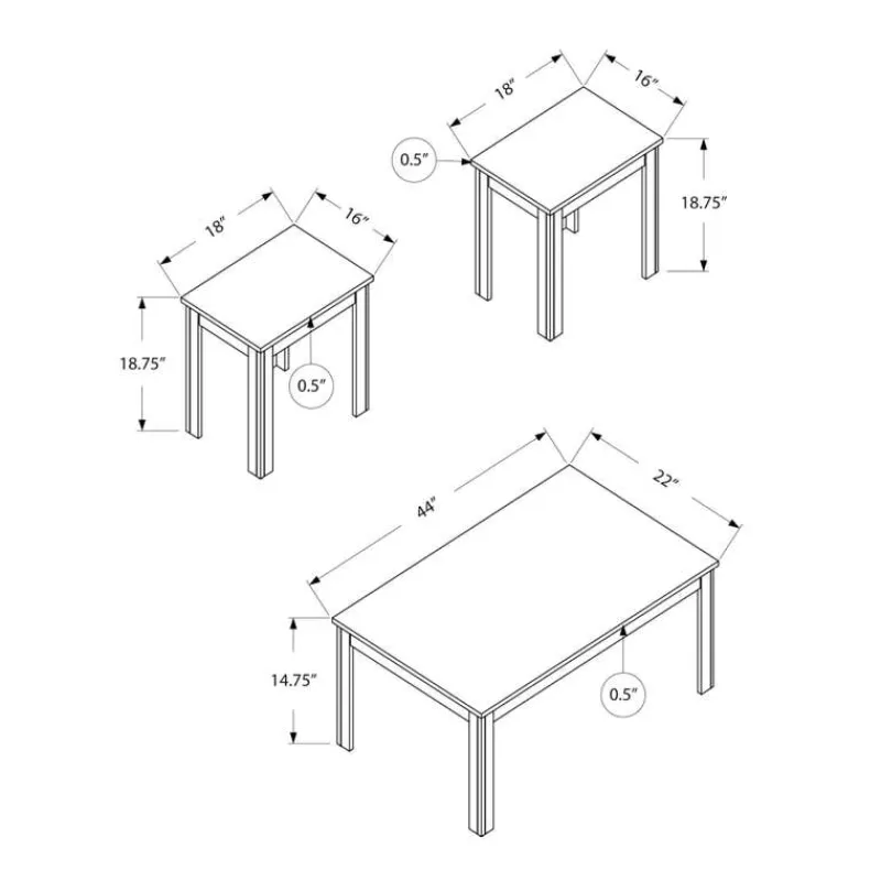 Monarch Table set - 3pcs set / -