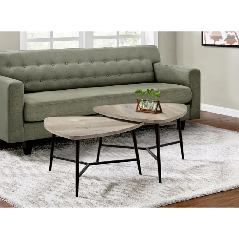 Monarch Table set - 2pcs set / reclaimed wood / black metal -