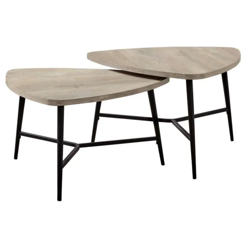 Monarch Table set - 2pcs set / reclaimed wood / black metal -