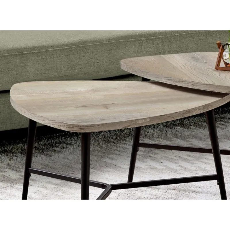 Monarch Table set - 2pcs set / reclaimed wood / black metal -