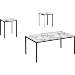 Monarch Table set - 3pcs set / marble / black metal -